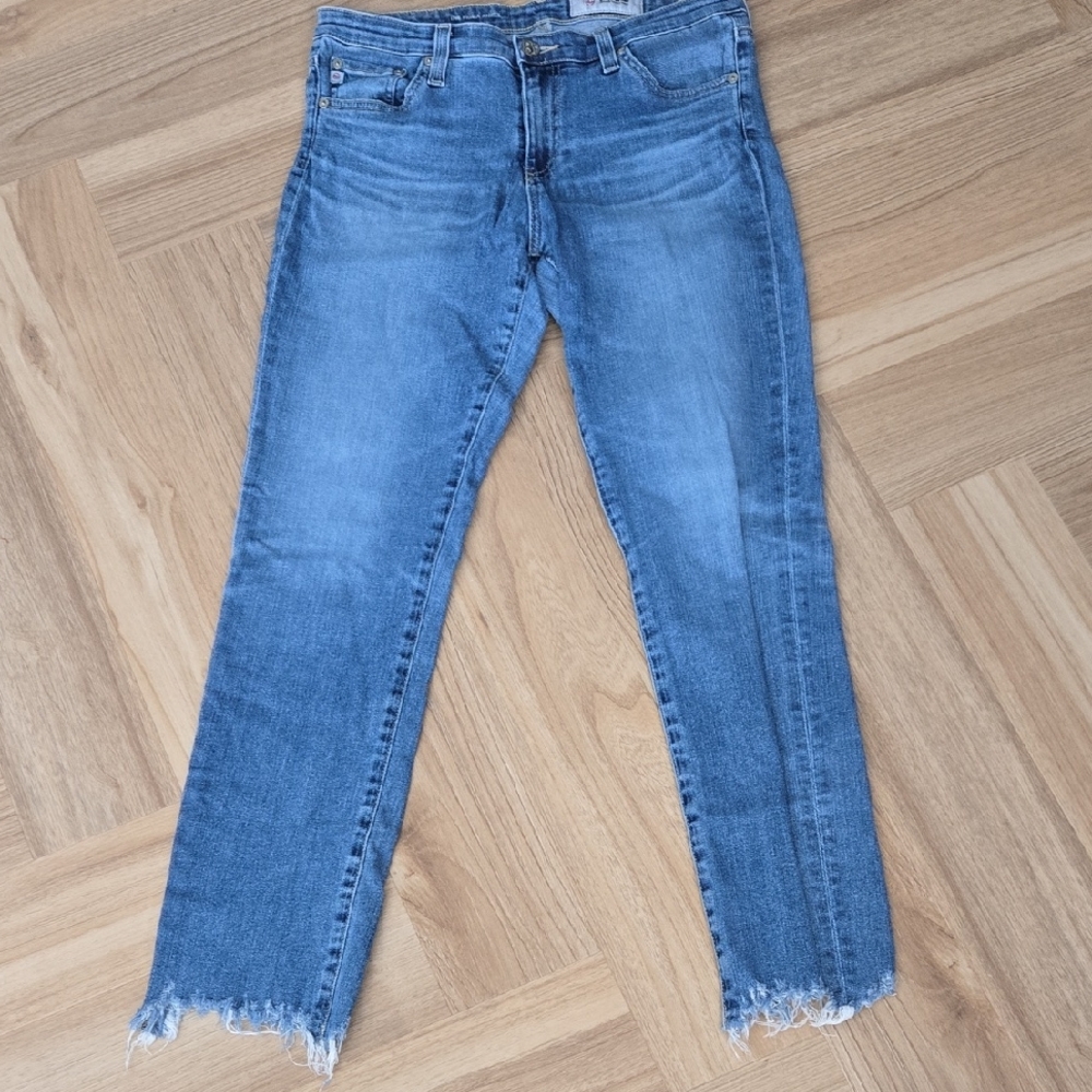 AG ADRIANO GOLDSCHMED Women's Blue Distressed Jeans 28R Prima Ankle